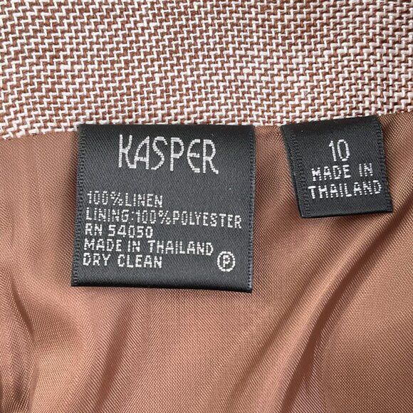 Kasper Skirt Women 10 Brown White Woven Linen Lined Straight Zip Career NWT - Picture 3 of 8
